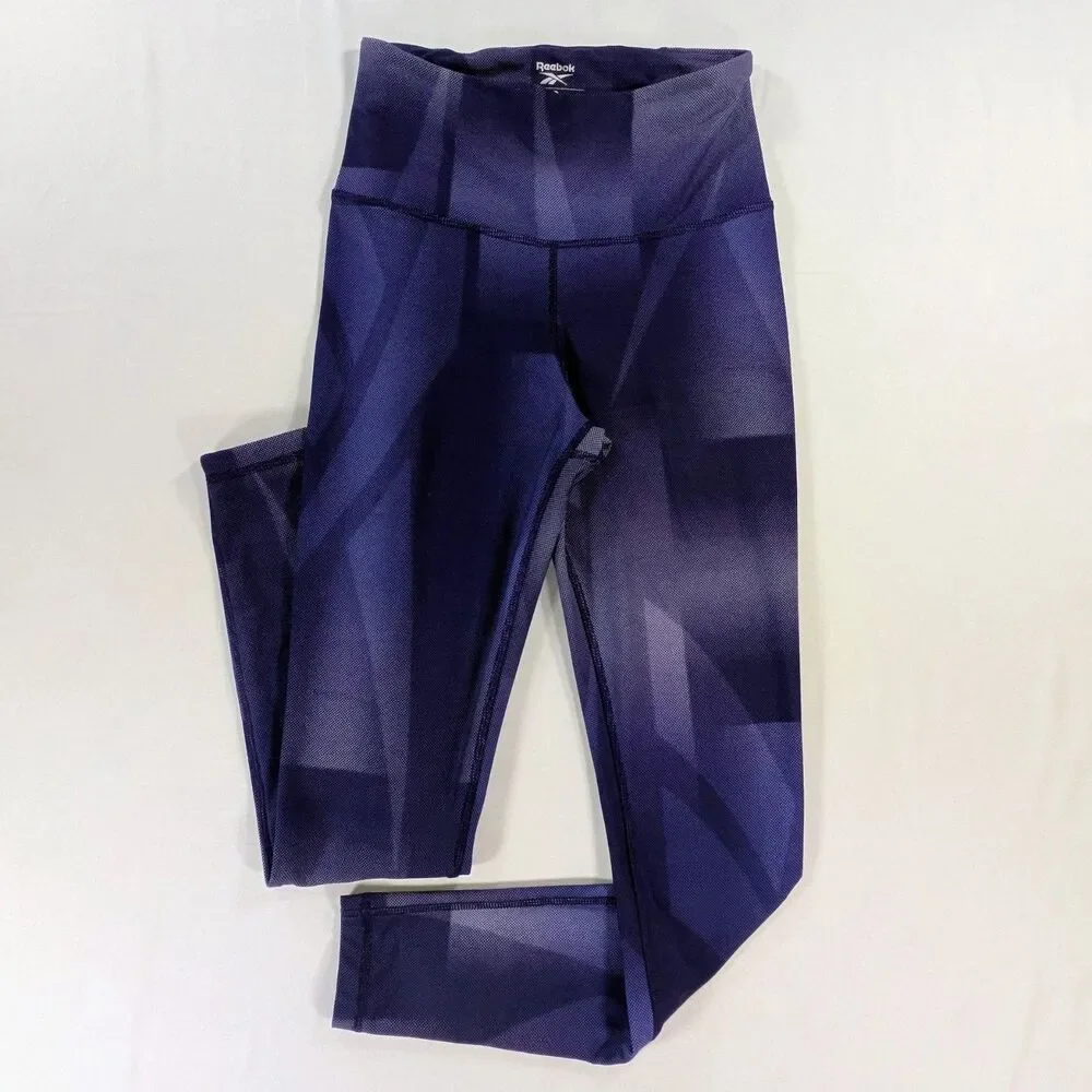 Reebok Women's Speedwick Small Purple  and White High Rise Leggings Flaw